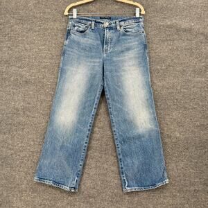 Lucky Brand Mid Rise Crop Wide Lege Jeans Womens 4 27 Faded Stretch Denim Boho